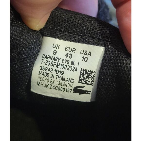 Lacoste Sneakers Men's 10 Black Carnaby Set Leather Lace Up Low Top - Picture 6 of 6